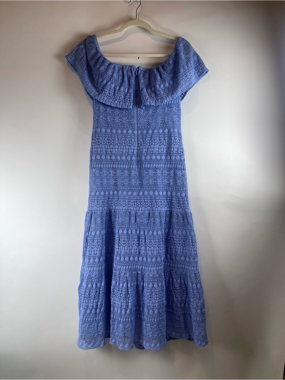 Polo by Ralph Lauren Lavender Blue Off-Shoulder Crochet Midi Dress